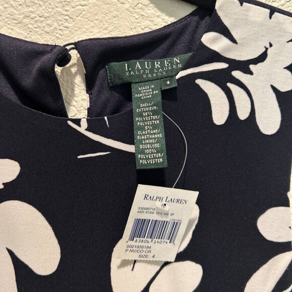 Lauren Ralph Lauren A Line Floral Cocktail Dress High Neck Black White Size 4 - Picture 3 of 10
